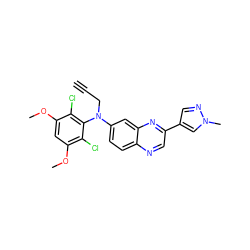 C#CCN(c1ccc2ncc(-c3cnn(C)c3)nc2c1)c1c(Cl)c(OC)cc(OC)c1Cl ZINC000219369944