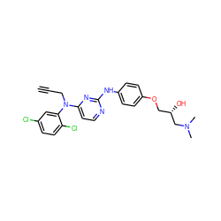 C#CCN(c1ccnc(Nc2ccc(OC[C@H](O)CN(C)C)cc2)n1)c1cc(Cl)ccc1Cl ZINC000013538052