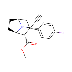 C#CCN1[C@H]2CC[C@@H]1[C@@H](C(=O)OC)[C@@H](c1ccc(I)cc1)C2 ZINC000013761875