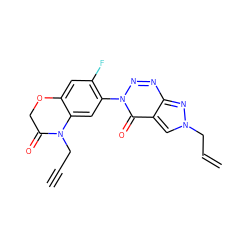 C#CCN1C(=O)COc2cc(F)c(-n3nnc4nn(CC=C)cc4c3=O)cc21 ZINC000098084269