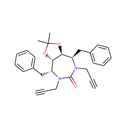 C#CCN1C(=O)N(CC#C)[C@H](Cc2ccccc2)[C@@H]2OC(C)(C)O[C@H]2[C@H]1Cc1ccccc1 ZINC000027887940