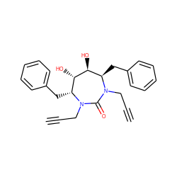 C#CCN1C(=O)N(CC#C)[C@H](Cc2ccccc2)[C@H](O)[C@@H](O)[C@H]1Cc1ccccc1 ZINC000005827983