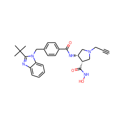 C#CCN1C[C@@H](NC(=O)c2ccc(Cn3c(C(C)(C)C)nc4ccccc43)cc2)[C@@H](C(=O)NO)C1 ZINC000029038043