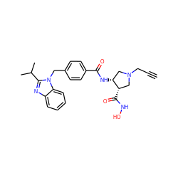 C#CCN1C[C@@H](NC(=O)c2ccc(Cn3c(C(C)C)nc4ccccc43)cc2)[C@@H](C(=O)NO)C1 ZINC000029038042