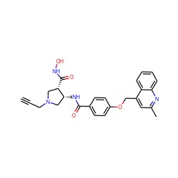 C#CCN1C[C@@H](NC(=O)c2ccc(OCc3cc(C)nc4ccccc34)cc2)[C@@H](C(=O)NO)C1 ZINC000029130116