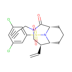 C#CCN1C[C@H](C=C)[C@H]2CCC[C@@H](C1=O)N2S(=O)(=O)c1cc(Cl)cc(Cl)c1 ZINC001772620086