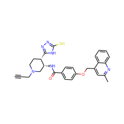 C#CCN1CC[C@H](c2nnc(S)[nH]2)[C@H](NC(=O)c2ccc(OCc3cc(C)nc4ccccc34)cc2)C1 ZINC000028903271