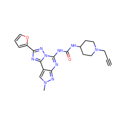 C#CCN1CCC(NC(=O)Nc2nc3nn(C)cc3c3nc(-c4ccco4)nn23)CC1 ZINC000084671832