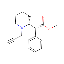 C#CCN1CCCC[C@@H]1[C@H](C(=O)OC)c1ccccc1 ZINC000064510762