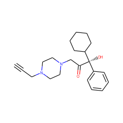 C#CCN1CCN(CC(=O)[C@](O)(c2ccccc2)C2CCCCC2)CC1 ZINC000022940466