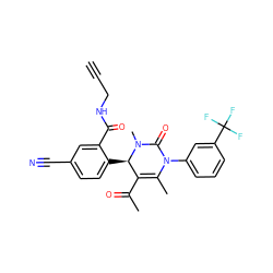 C#CCNC(=O)c1cc(C#N)ccc1[C@@H]1C(C(C)=O)=C(C)N(c2cccc(C(F)(F)F)c2)C(=O)N1C ZINC001772595719