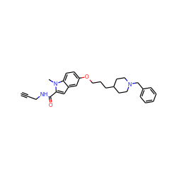 C#CCNC(=O)c1cc2cc(OCCCC3CCN(Cc4ccccc4)CC3)ccc2n1C ZINC000103248348