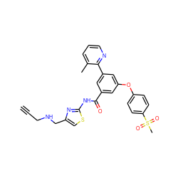 C#CCNCc1csc(NC(=O)c2cc(Oc3ccc(S(C)(=O)=O)cc3)cc(-c3ncccc3C)c2)n1 ZINC000169306761