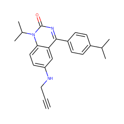 C#CCNc1ccc2c(c1)c(-c1ccc(C(C)C)cc1)nc(=O)n2C(C)C ZINC000045357404