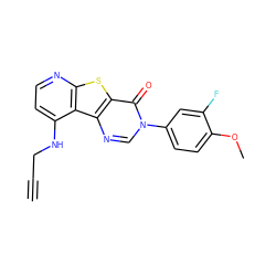 C#CCNc1ccnc2sc3c(=O)n(-c4ccc(OC)c(F)c4)cnc3c12 ZINC000071295063