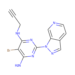 C#CCNc1nc(-n2ncc3ccncc32)nc(N)c1Br ZINC000217100286