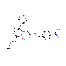 C#CCNc1nc(Cl)c(-c2ccccc2)n(CC(=O)NCc2ccc(C(=N)N)cc2)c1=O ZINC000013526965