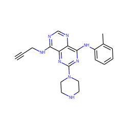 C#CCNc1ncnc2c(Nc3ccccc3C)nc(N3CCNCC3)nc12 ZINC000084596669