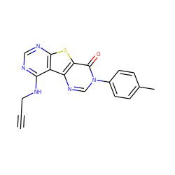 C#CCNc1ncnc2sc3c(=O)n(-c4ccc(C)cc4)cnc3c12 ZINC000071294188