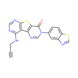 C#CCNc1ncnc2sc3c(=O)n(-c4ccc5scnc5c4)cnc3c12 ZINC000071295586