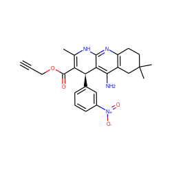 C#CCOC(=O)C1=C(C)Nc2nc3c(c(N)c2[C@H]1c1cccc([N+](=O)[O-])c1)CC(C)(C)CC3 ZINC000206154750