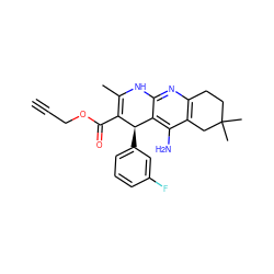 C#CCOC(=O)C1=C(C)Nc2nc3c(c(N)c2[C@H]1c1cccc(F)c1)CC(C)(C)CC3 ZINC000206154688