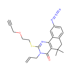 C#CCOCCSc1nc2c(c(=O)n1CC=C)C(C)(C)Cc1ccc(N=[N+]=[N-])cc1-2 ZINC000103240823