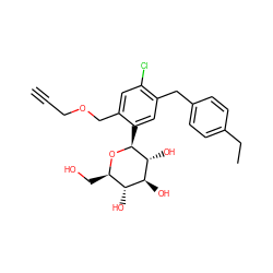 C#CCOCc1cc(Cl)c(Cc2ccc(CC)cc2)cc1[C@@H]1O[C@H](CO)[C@@H](O)[C@H](O)[C@H]1O ZINC000049802740