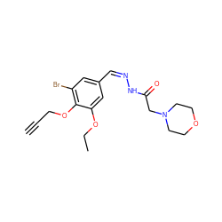 C#CCOc1c(Br)cc(/C=N\NC(=O)CN2CCOCC2)cc1OCC ZINC000038785028