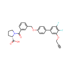 C#CCOc1cc(-c2ccc(OCc3cccc(C(=O)N4CCC[C@H]4C(=O)O)c3)cc2)cc(F)c1F ZINC000224627058