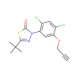 C#CCOc1cc(-n2nc(C(C)(C)C)sc2=O)c(Cl)cc1Cl ZINC000034575115