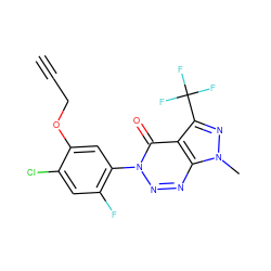 C#CCOc1cc(-n2nnc3c(c(C(F)(F)F)nn3C)c2=O)c(F)cc1Cl ZINC000098084511