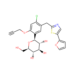 C#CCOc1cc(Cl)c(Cc2ncc(-c3ccco3)s2)cc1[C@@H]1O[C@H](CO)[C@@H](O)[C@H](O)[C@H]1O ZINC000071295680