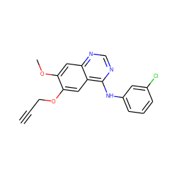 C#CCOc1cc2c(Nc3cccc(Cl)c3)ncnc2cc1OC ZINC000045355800