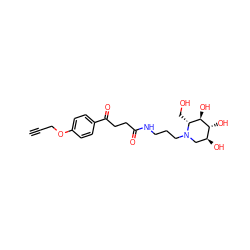 C#CCOc1ccc(C(=O)CCC(=O)NCCCN2C[C@H](O)[C@@H](O)[C@H](O)[C@H]2CO)cc1 ZINC000045337070