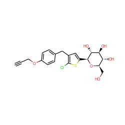 C#CCOc1ccc(Cc2cc([C@@H]3O[C@H](CO)[C@@H](O)[C@H](O)[C@H]3O)sc2Cl)cc1 ZINC000072119743