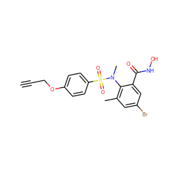 C#CCOc1ccc(S(=O)(=O)N(C)c2c(C)cc(Br)cc2C(=O)NO)cc1 ZINC000013440692