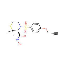 C#CCOc1ccc(S(=O)(=O)N2CCSC(C)(C)[C@@H]2C(=O)NO)cc1 ZINC000034801930