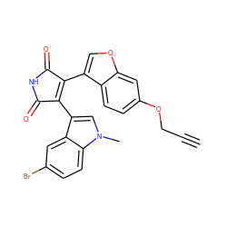 C#CCOc1ccc2c(C3=C(c4cn(C)c5ccc(Br)cc45)C(=O)NC3=O)coc2c1 ZINC000040950583