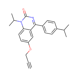 C#CCOc1ccc2c(c1)c(-c1ccc(C(C)C)cc1)nc(=O)n2C(C)C ZINC000034227813