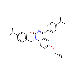 C#CCOc1ccc2c(c1)c(-c1ccc(C(C)C)cc1)nc(=O)n2Cc1ccc(C(C)C)cc1 ZINC000045392083