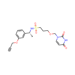 C#CCOc1cccc([C@@H](C)NS(=O)(=O)CCCOCn2ccc(=O)[nH]c2=O)c1 ZINC000116100715