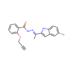 C#CCOc1ccccc1C(=O)N/N=C(\C)c1cc2cc(Br)ccc2[nH]1 ZINC000095560975