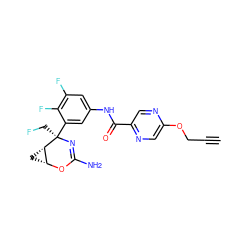 C#CCOc1cnc(C(=O)Nc2cc(F)c(F)c([C@@]3(CF)N=C(N)O[C@@H]4C[C@@H]43)c2)cn1 ZINC000226058187