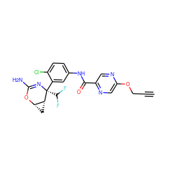 C#CCOc1cnc(C(=O)Nc2ccc(Cl)c([C@]3(C(F)F)N=C(N)O[C@H]4C[C@H]43)c2)cn1 ZINC000226058422