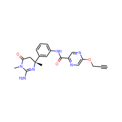 C#CCOc1cnc(C(=O)Nc2cccc([C@@]3(C)CC(=O)N(C)C(N)=N3)c2)cn1 ZINC000169701647