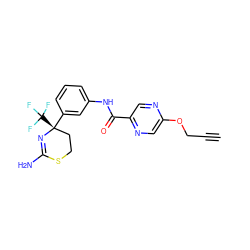 C#CCOc1cnc(C(=O)Nc2cccc([C@]3(C(F)(F)F)CCSC(N)=N3)c2)cn1 ZINC000147106750