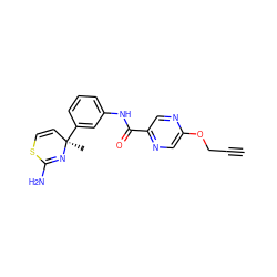 C#CCOc1cnc(C(=O)Nc2cccc([C@]3(C)C=CSC(N)=N3)c2)cn1 ZINC000147081381