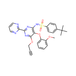 C#CCOc1nc(-c2ncccn2)nc(NS(=O)(=O)c2ccc(C(C)(C)C)cc2)c1Oc1ccccc1OC ZINC000028109792