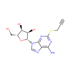 C#CCSc1nc(N)c2ncn([C@@H]3O[C@H](CO)[C@@H](O)[C@H]3O)c2n1 ZINC000045302540